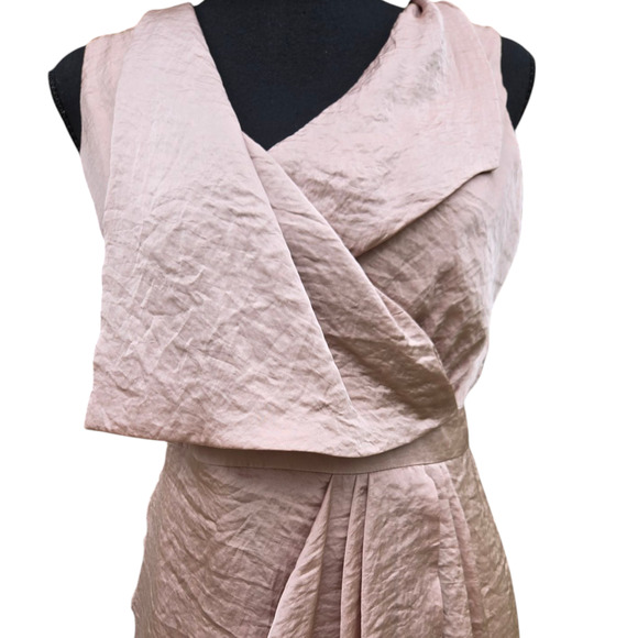 Vera Wang Blush Satin Mini Wrap Dress Size 4 - Picture 4 of 6